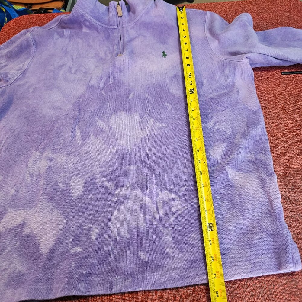 Polo Ralph Lauren Quarter Zip Pullover XL Purple Garment Wash Pony‎ Mock Neck - Picture 7 of 11